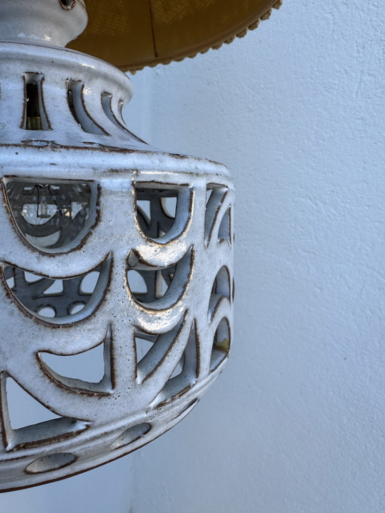 Image 1 of Roger Collet openwork ceramic lamp, 1960s
