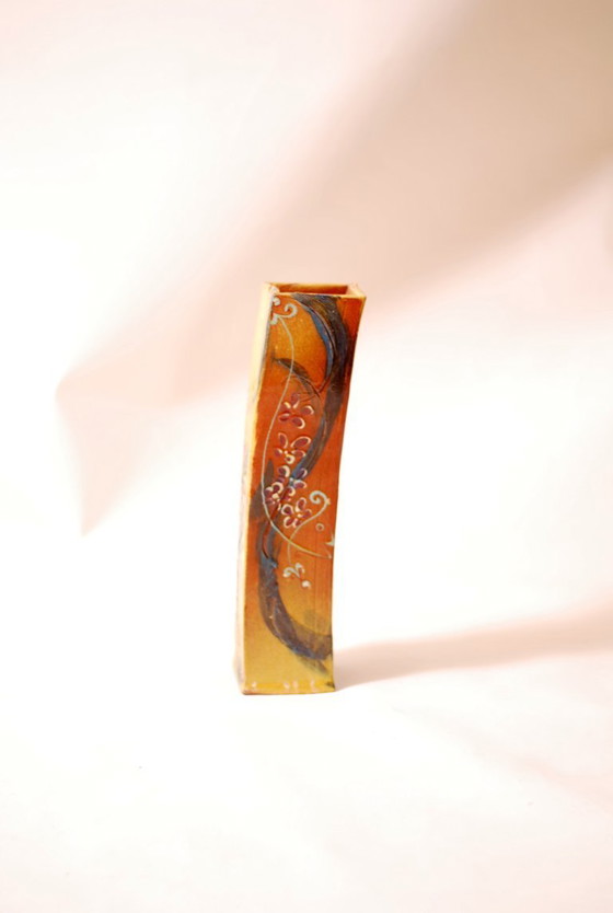 Image 1 of Terrakottavase, im Atelier glasiert, handbemalt, 1970