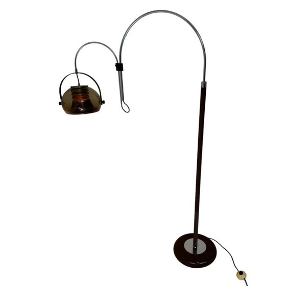 Image 1 of Dijkstra - Zeldzaam model - Space Age Design / MCM Vloerlamp met twee bogen - Gerookt Acryl
