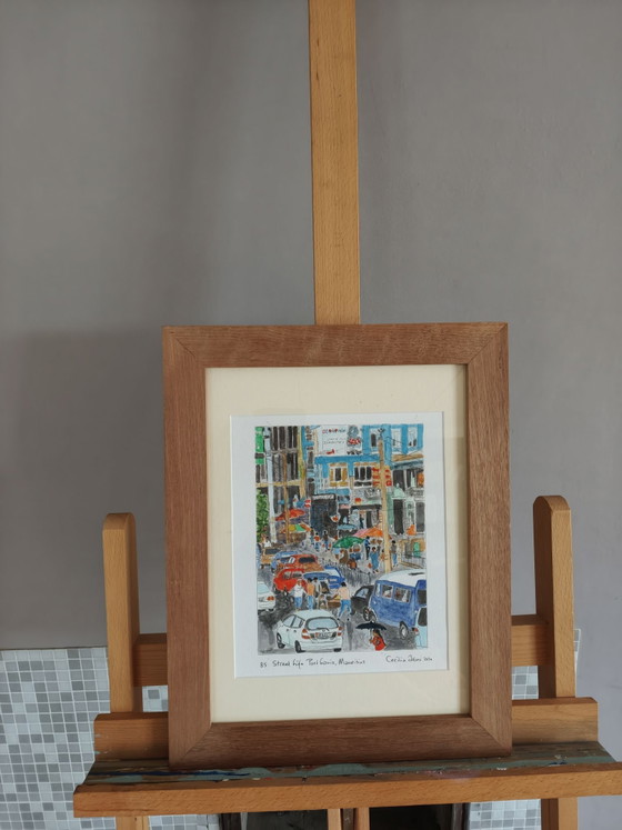 Acquerello "Street life Port Louis Mauritius", Dipinti e disegni, Carta, Multicolore (foto 2 di 8)