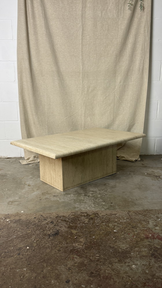 Image 1 of Rectangular Travertine Coffee Table