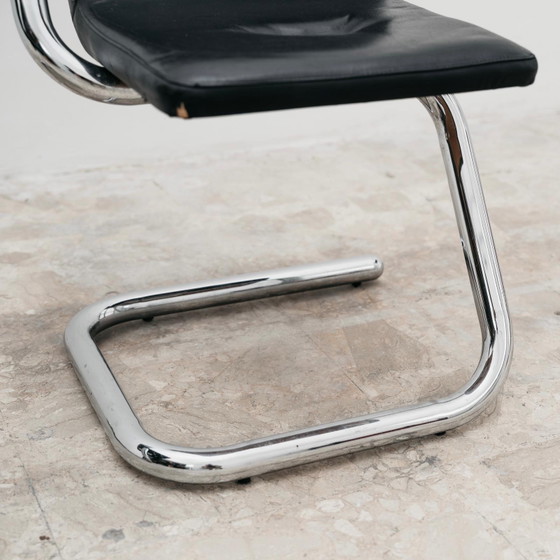 Image 1 of Paar Luigi Bardini Design-Sessel aus den 1970er Jahren aus verchromtem Stahlrohr