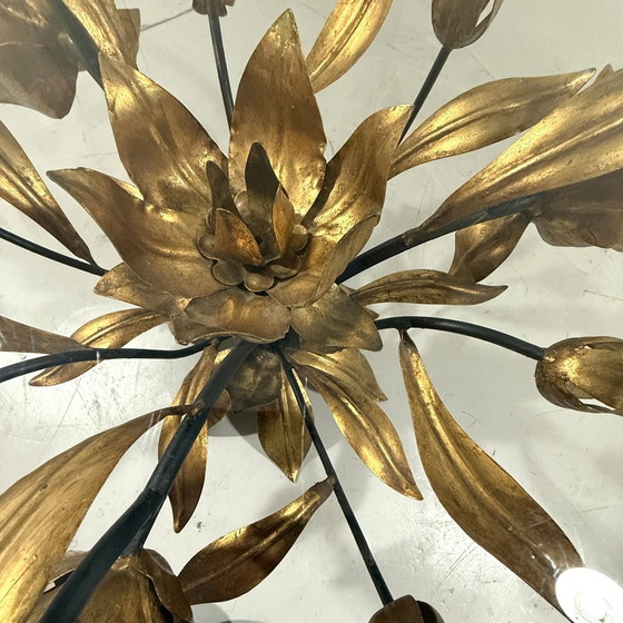 Image 1 of Tavolino da caffè/lato in metallo dorato e vetro di Hans Kögl