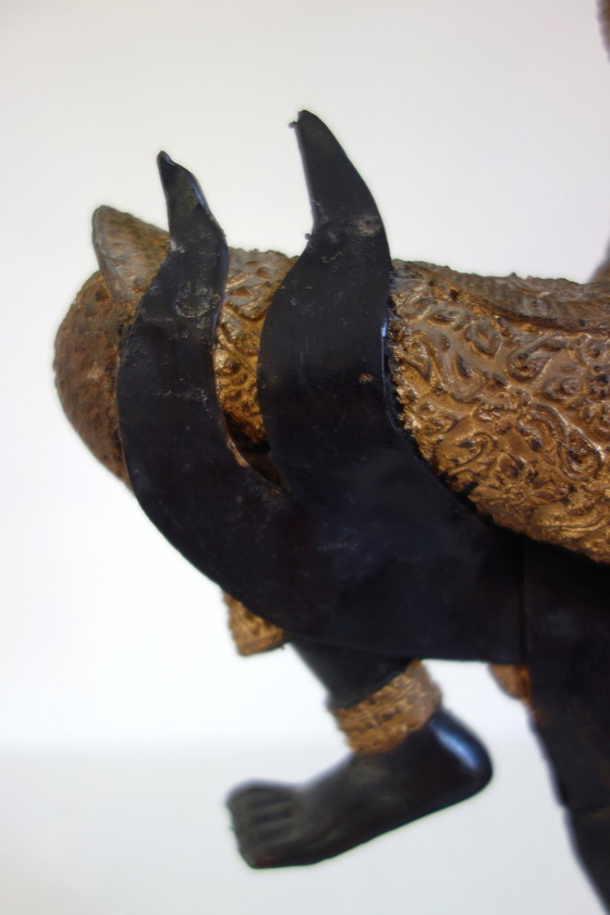 Image 1 of Gilded bronze and black statuette of Prince Rama, Thailand