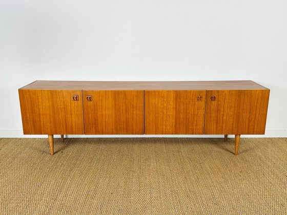 Image 1 of Scandinavian teak sideboard with 4 doors and tapered legs, 1960s