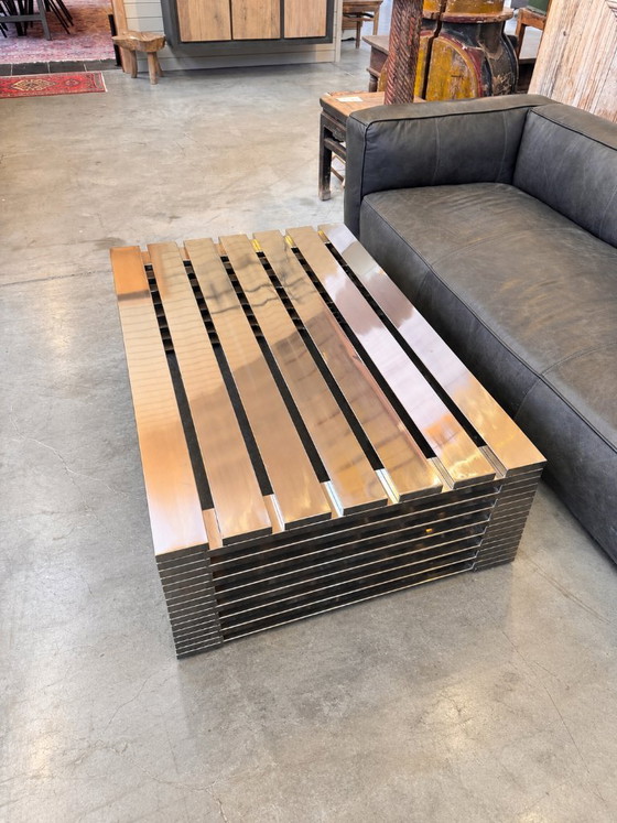 Coffee table Model Zazenne by Timothy Oulton – rvs, polished steel (photo 6 of 7)