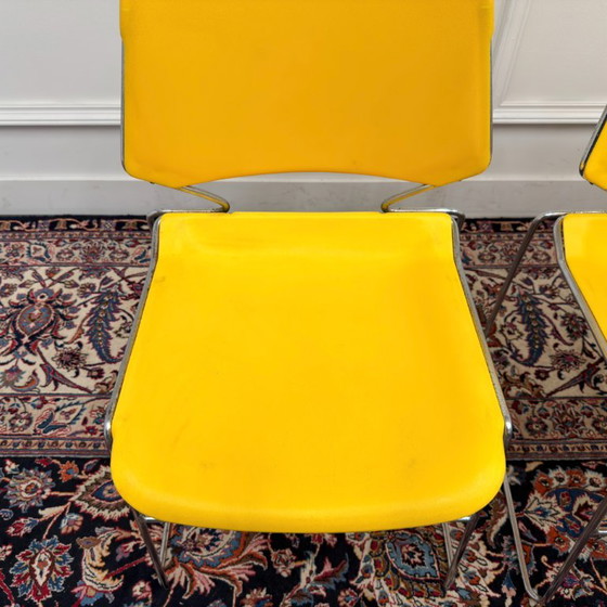 4x Sedia Vintage Gialla Matrix Krueger Di Thomas Tolleson – Sedie da pranzo, Metallo, Plastica (photo 7 of 17)
