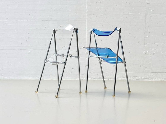 Image 1 of Set of 4 folding chairs made of acrylic by Giancarlo Piretti for Castelli, 1980s