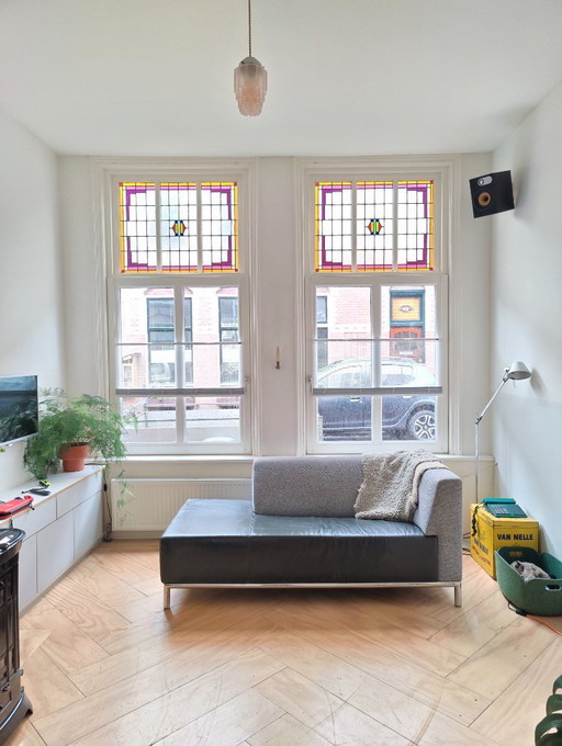 Montel Chaise Longue Design Two-Seater Sofa, Black Leather Seat