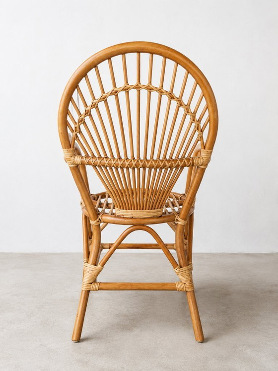 Image 1 of Rattan chairs, set of 4, 1960s vintage design, mid-century modern