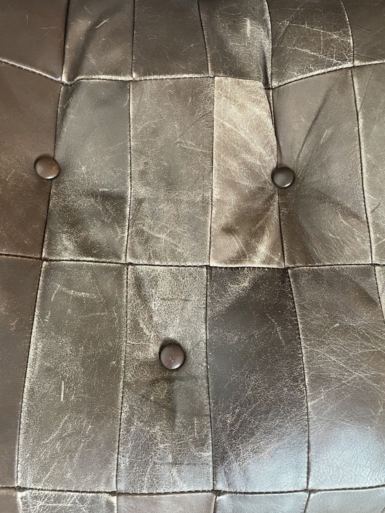 Image 1 of Fauteuil Scandinave 1970 Bois Laminé Courbé Assise en Cuir