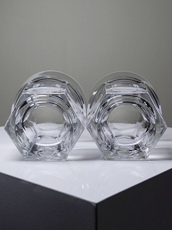 Image 1 of Paar elegante vintage Boheemse kristallen whiskyglazen