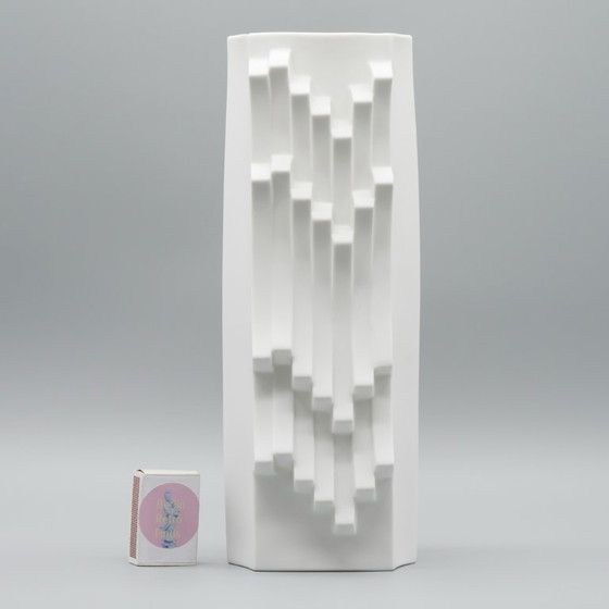 Image 1 of HUTSCHENREUTHER Chic Biskuitporzellan ARCHAIS 4× Vasen-Set Heinrich FUCHS Op Art