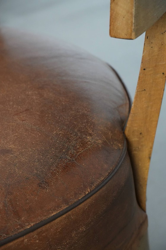 Image 1 of 4 x Poltrona/poltrona da cocktail dal design vintage realizzata in pelle di pecora