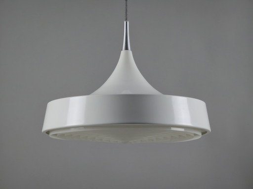 1970 Vintage VITRIKA Danish Modern Suspension Lamp - Lampe pendante scandinave avec diffuseur à lamelles.