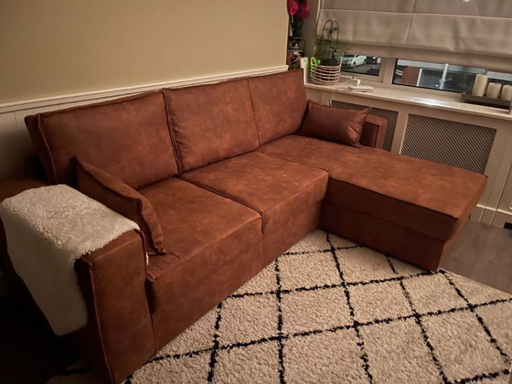Image 1 of Comfortabele bruine hoekbank met chaise longue