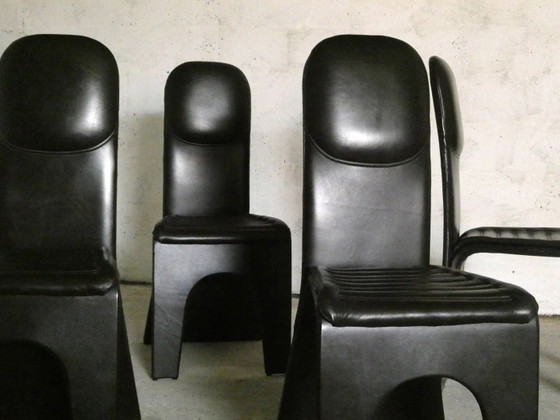 Set aus 4 braunen Lederstühlen, 1970 – Esszimmerstühle (photo 4 of 7)