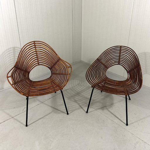 Rotan fauteuils van Rohé Noordwolde, Nederland 1960’s