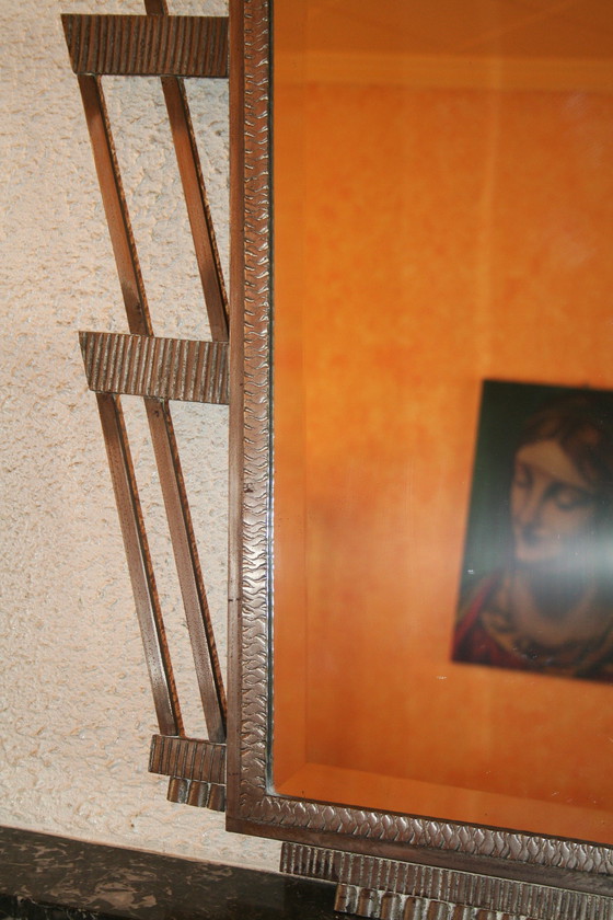 Image 1 of Metal Art Deco mirror (forged/ trapezoidal shape)