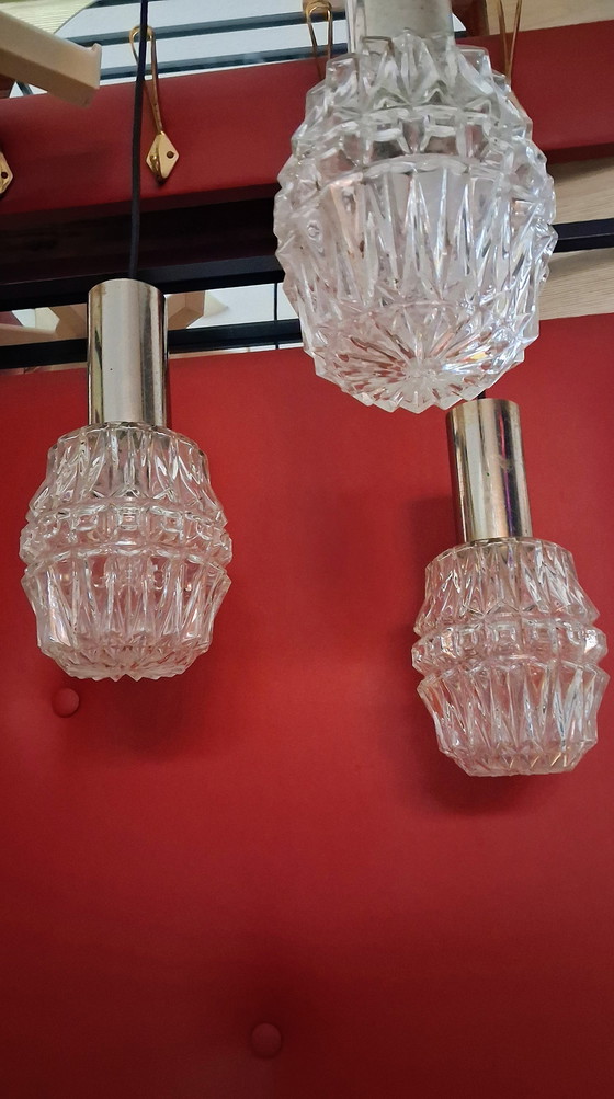 Image 1 of Cascade lamp met 3 lampen, kristalglas chroom j70 duitsland.