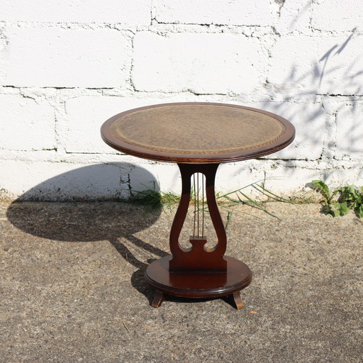 Table console en bois - Cuir gaufré - Table d'appoint - Style Napoléon III. - 60s