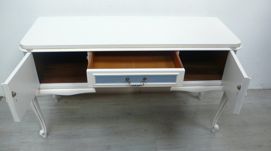 Image 1 of Credenza Chippendale in stile antico bianco + blu tortora