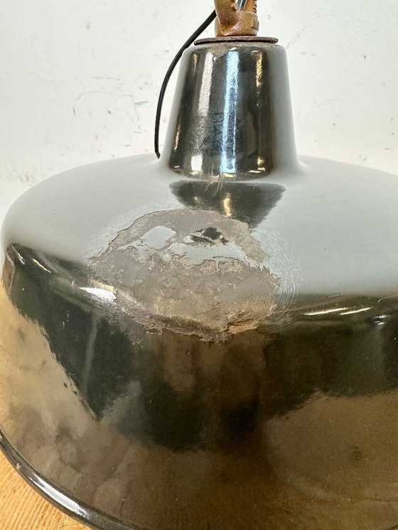 Image 1 of Black Enamel Industrial Pendant Lamp, 1950s