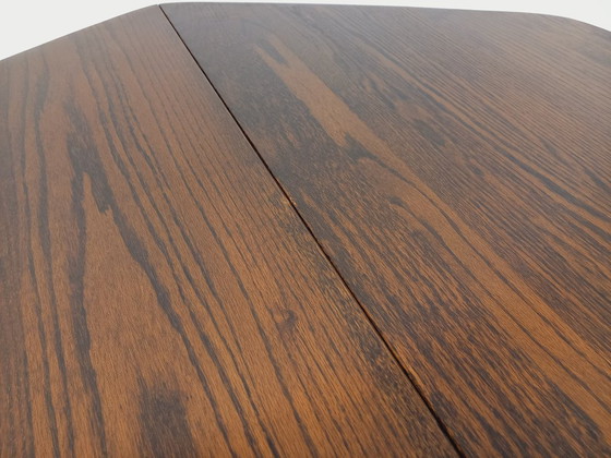 Image 1 of Vintage brutalist hexagonal oak dining table from the 1950s with extension