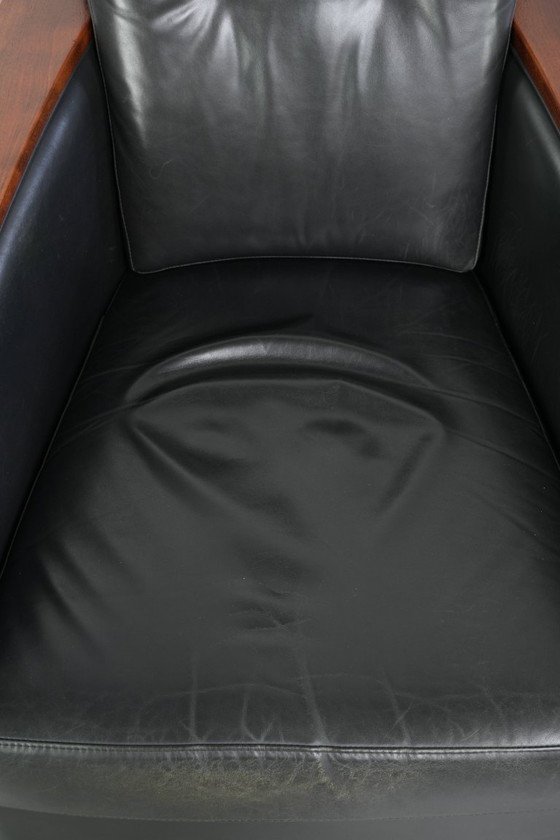 Image 1 of Fauteuil Schuitema modèle Frank, de la série Decoforma, en cuir de vachette noir de style Art déco.