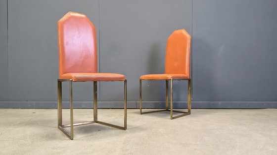 Image 1 of Vintage brass dining chairs by Belgo chrom, 1970s 