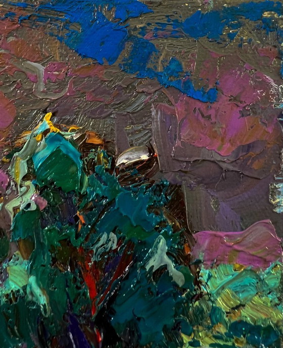 Original Oil Painting Summer Village Landscape The Moon Shines Over The Field – Paintings & Drawings, Canvas (photo 4 of 8)