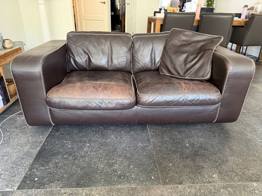 Machalke Valentino Ledersofa-Set, 2-Sitzer + 3-Sitzer mit Hocker – Design – Top-Qualität