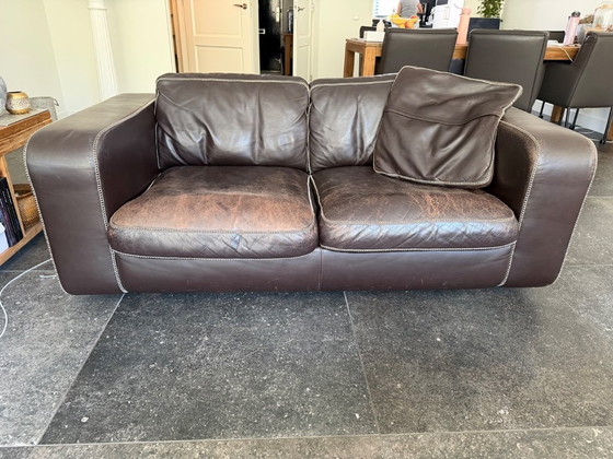 Image 1 of Machalke Valentino Ledersofa-Set, 2-Sitzer + 3-Sitzer mit Hocker – Design – Top-Qualität