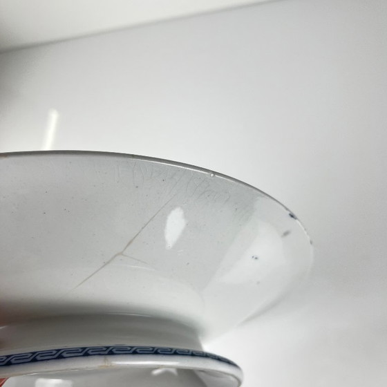 Image 1 of Low blue "Butterfly" compote dish on pedestal by Minton &co, England, 19th century