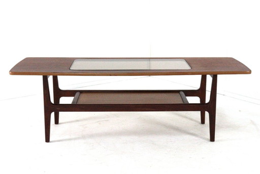 Vintage coffee table with glass and magazine rack 'Bristol'