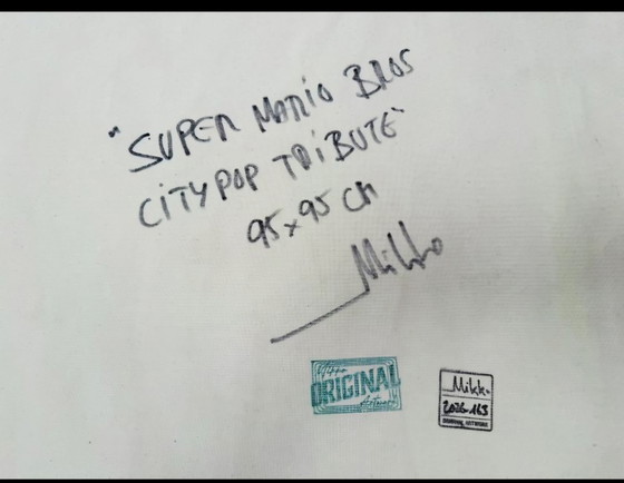 Mikko - Super Mario Bros City Pop Tribute - 95x95 - signed with COA, Paintings & Drawings, Canvas, Black (photo 5 of 6)