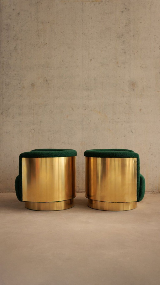 Poltrone girevoli in ottone, stile metà secolo, Italia, metà secolo (2 disponibili)