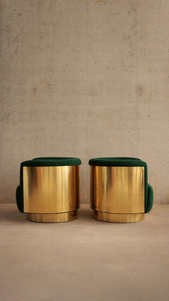 Image 1 of Poltrone girevoli in ottone, stile metà secolo, Italia, metà secolo (2 disponibili)