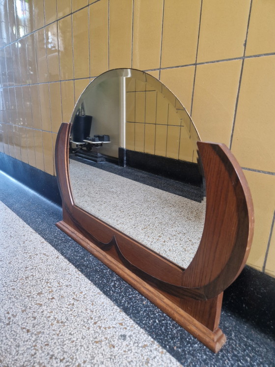 Image 1 of Miroir de cheminée/de buffet Art Déco authentique - Années 1930 - Chêne / Coromandel