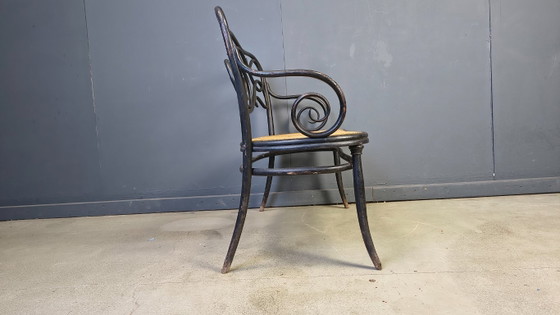 Image 1 of Jugendstil-Sofa Nr. 2 aus gebogenem Holz und Rohrgeflecht von den Gebrüdern Thonet, Österreich, 1900er Jahre