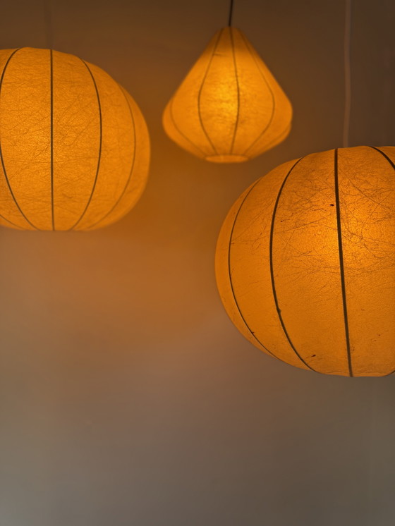 Image 1 of 3x lampade bozzolo vintage, Goldkant Leuchten '60