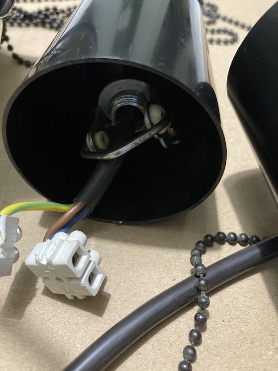 Image 1 of Pair of Chromed Metal Hangers, German Manufacture, 80's Hoffmeister Leuchten House