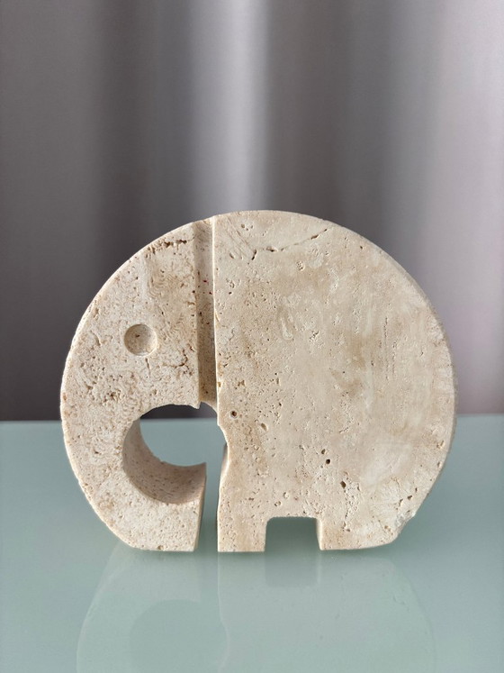 Fratelli Mannelli Travertine Elephant Sculpture / Letter Holder – Made in Italy – Vintage (photo 3 of 11)