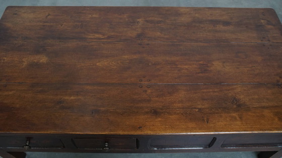 Image 1 of Antique French fruitwood coffee table with 5 drawers