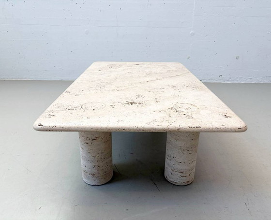 Image 1 of Travertijn salontafel van Angelo Mangiarotti voor Up & Up, Italië, jaren 70
