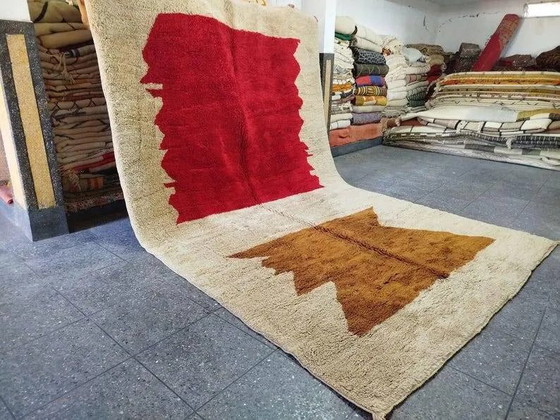 Tappeto berbero marocchino 300 × 200 cm – ecru, rosso e marrone, motivo grafico – Tappeti, Lana, Cotone (photo 2 of 10)