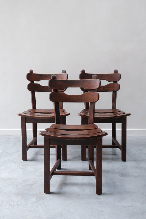 Image 1 of Set di 6 sedie da pranzo brutaliste