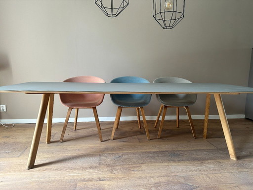 Hay Copenhagen - table and 6x tub chairs matte gray and oak