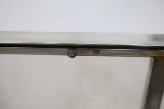 Image 1 of Tavolino da caffè a due ripiani in acciaio e vetro fumé