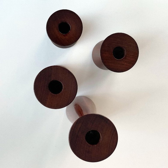 Image 1 of 4x PORTACANDELE in palissandro danese vintage design di metà secolo